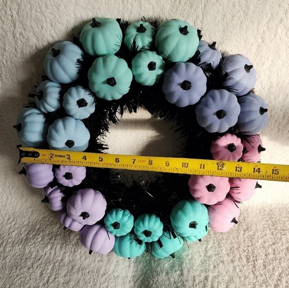 New fall Halloween Thanksgiving colorful Pumpkins wreath 17×17'